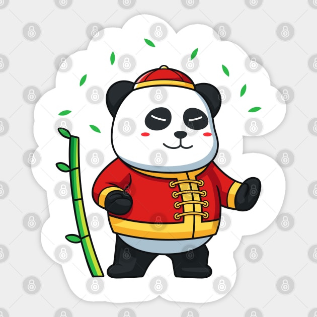 Cute panda doing kung fu moves Sticker by onama.std